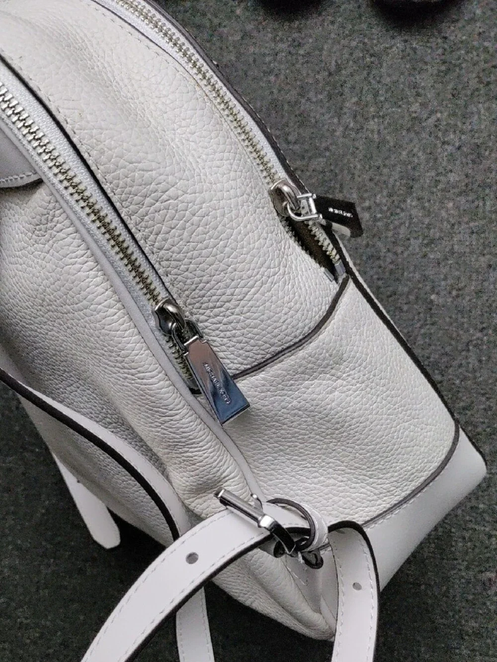 Michael Kors Optic White Pebbled Leather Backpack